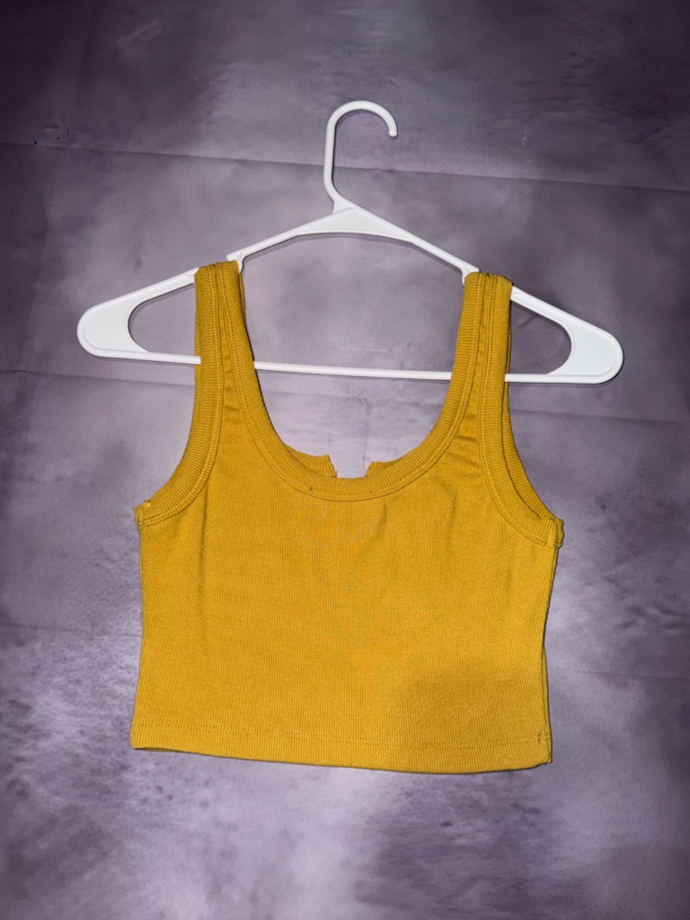 Signature Ribbed Crop Tank - Mustard - Picture 2 of 3